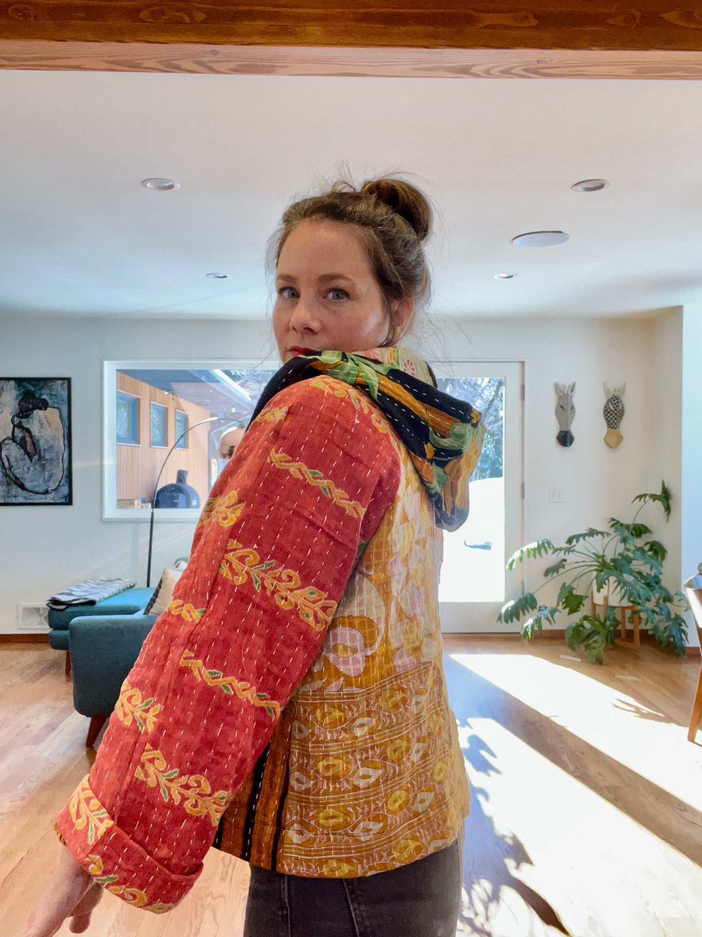 B. Upcycled kantha jacket