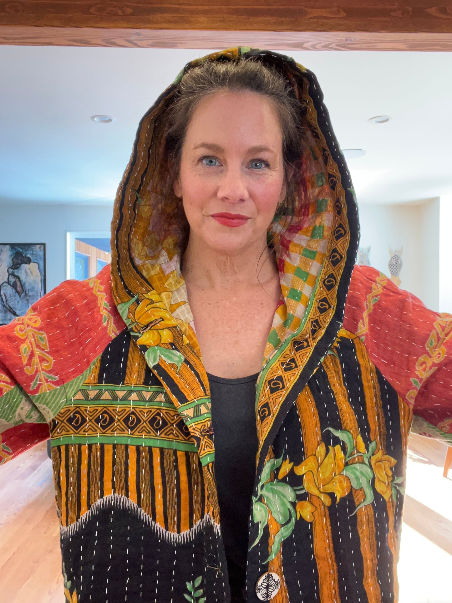 B. Upcycled kantha jacket